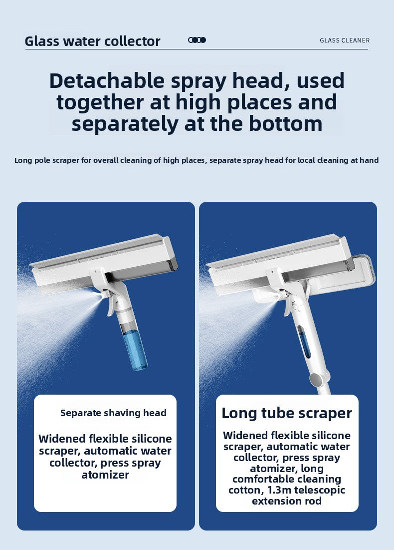 Spray water spray to collect dirty water Double-sided high-rise glass cleaning mop Household lazy window scraping artifact MOP