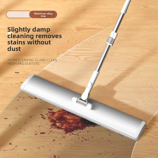 Large aluminum alloy flat mop household factory hospital commercial lazy mop dust push mop stainless steel rod