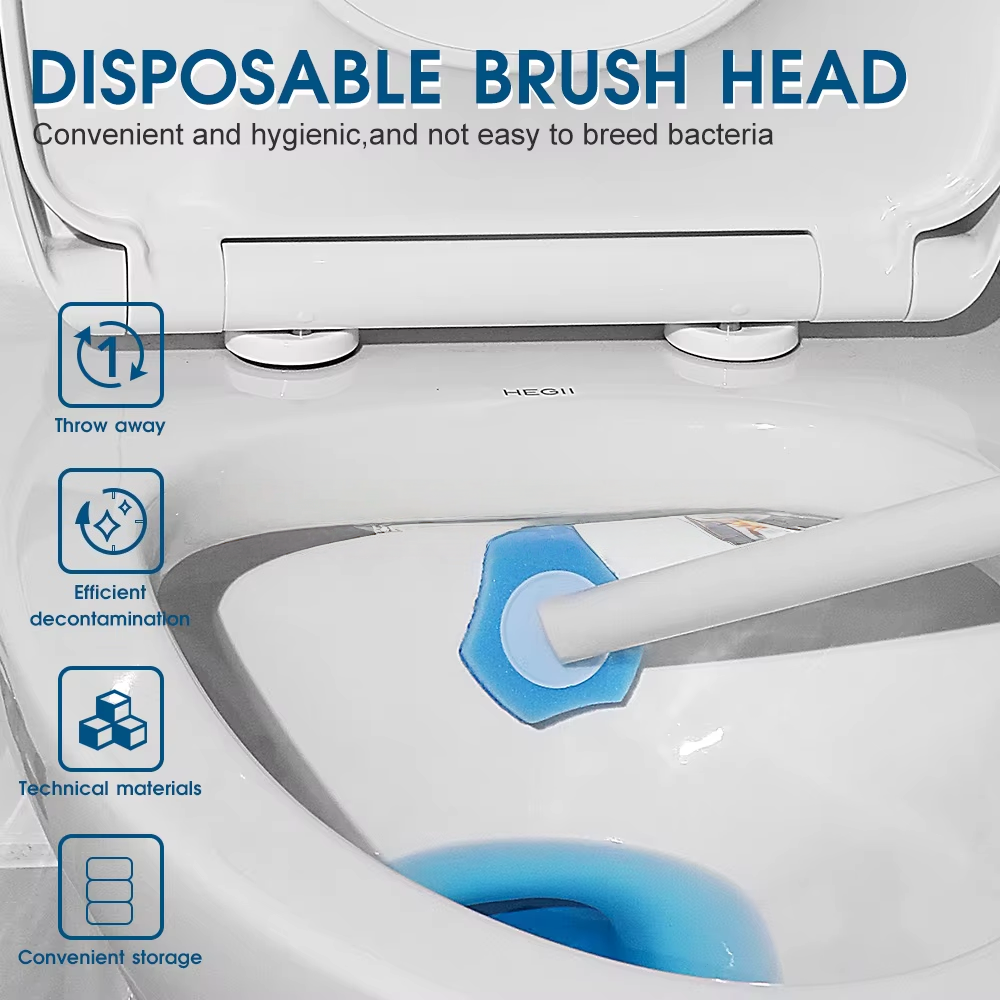 Replaceable Wall Mount Toilet Bowl Cleaning Brush and Holder Set Plastic Disposable Toilet Brush