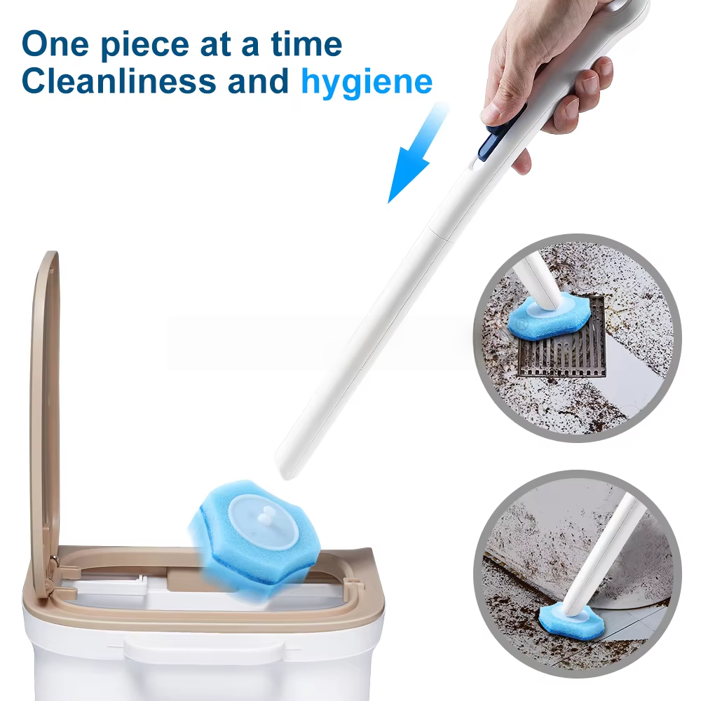 Replaceable Wall Mount Toilet Bowl Cleaning Brush and Holder Set Plastic Disposable Toilet Brush