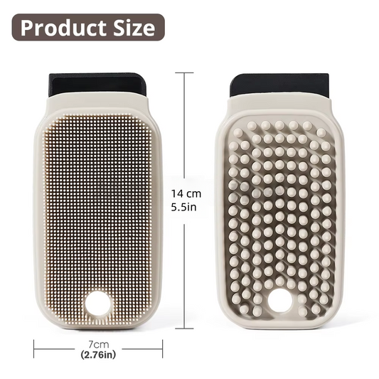 Double Sided Silicone Dishwashing Kitchen Cleaning Brush Pot Dish Washing Brush With Scraper