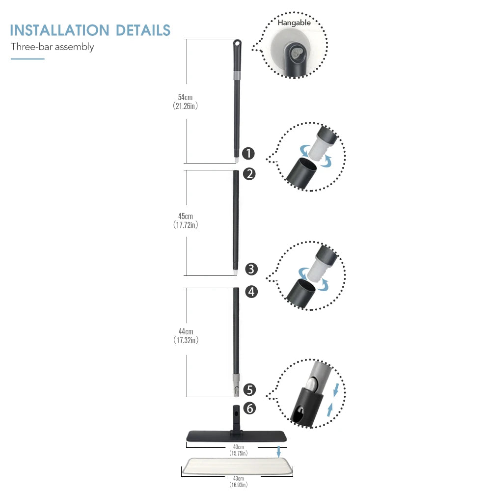 Microfiber  Floor Cleaning Flat Magic Mop System for Iron Handle