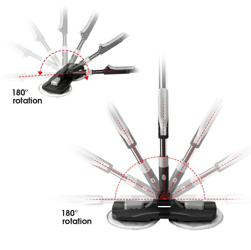 Wet or Dry Household Cleaning 360 Magic Flat Floor Dust Mop With Adjustable Iron Handle Microfiber Mop Pads