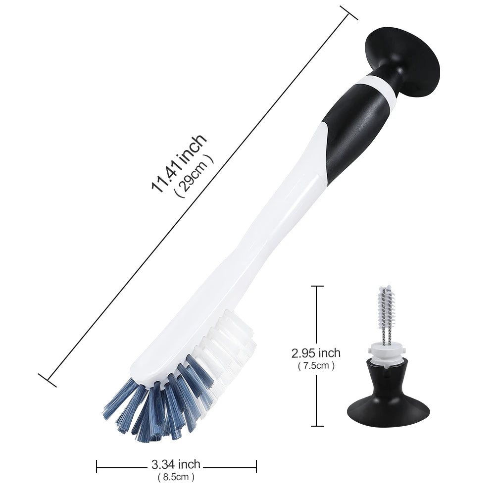 2 in 1 Multi-Function Crevice Cleaning Brushes Suction Cup Design Detailing Kitchen Pot Scrub Brush