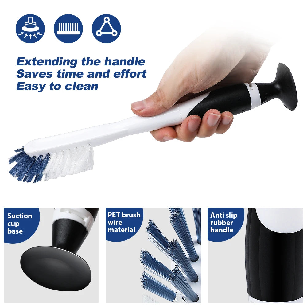2 in 1 Multi-Function Crevice Cleaning Brushes Suction Cup Design Detailing Kitchen Pot Scrub Brush