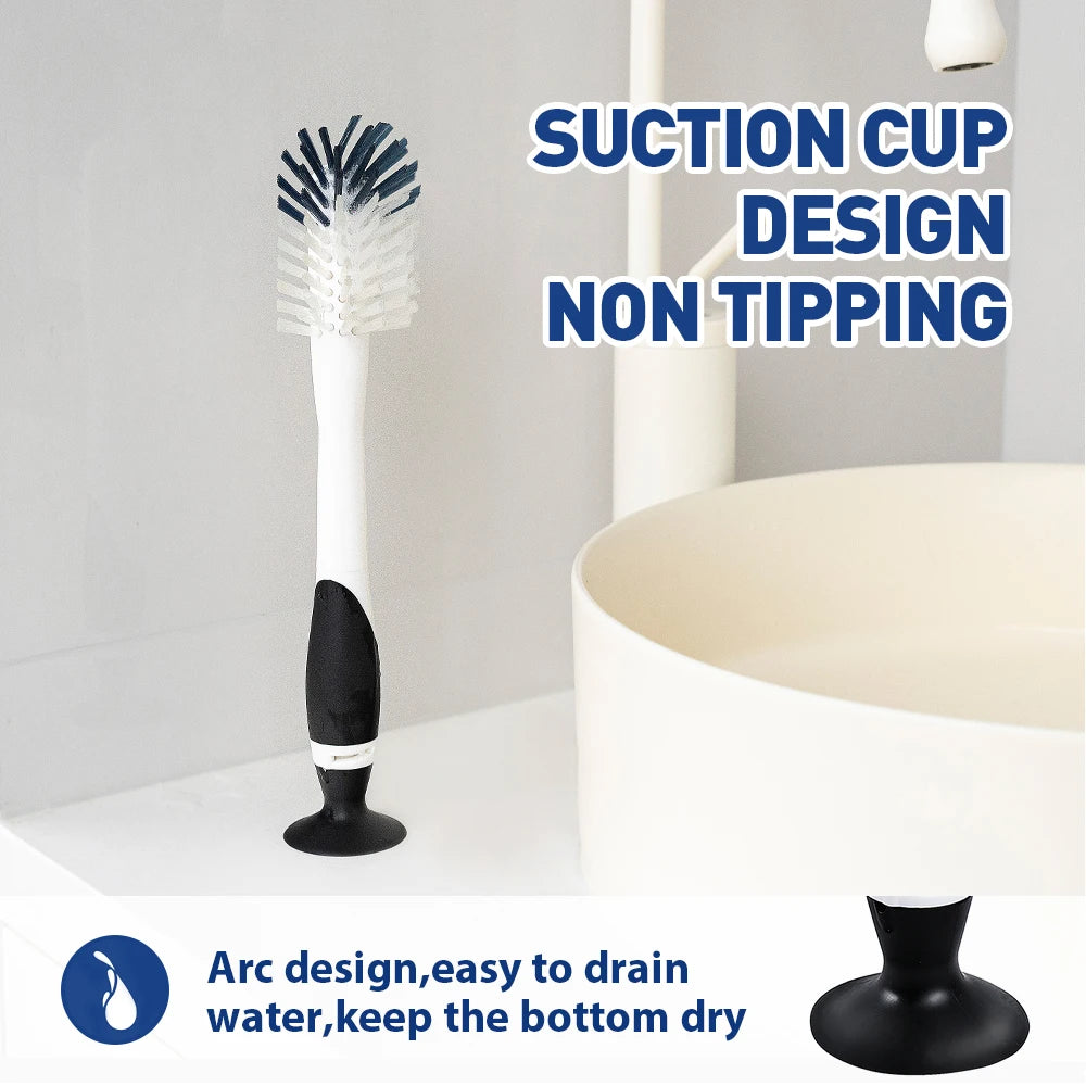 2 in 1 Multi-Function Crevice Cleaning Brushes Suction Cup Design Detailing Kitchen Pot Scrub Brush