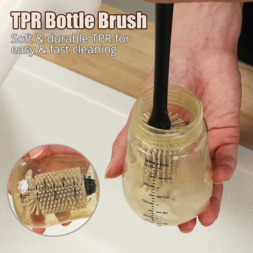 Soft and Durable TPR Silicone Water Bottles Cleaning Brushes Cup Mug Baby Bottle Cleaning Brush