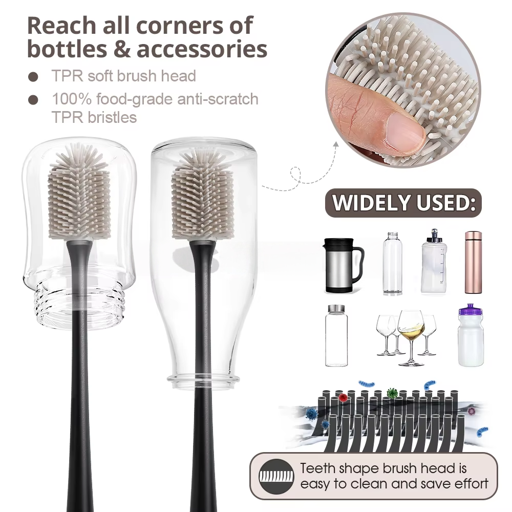Soft and Durable TPR Silicone Water Bottles Cleaning Brushes Cup Mug Baby Bottle Cleaning Brush