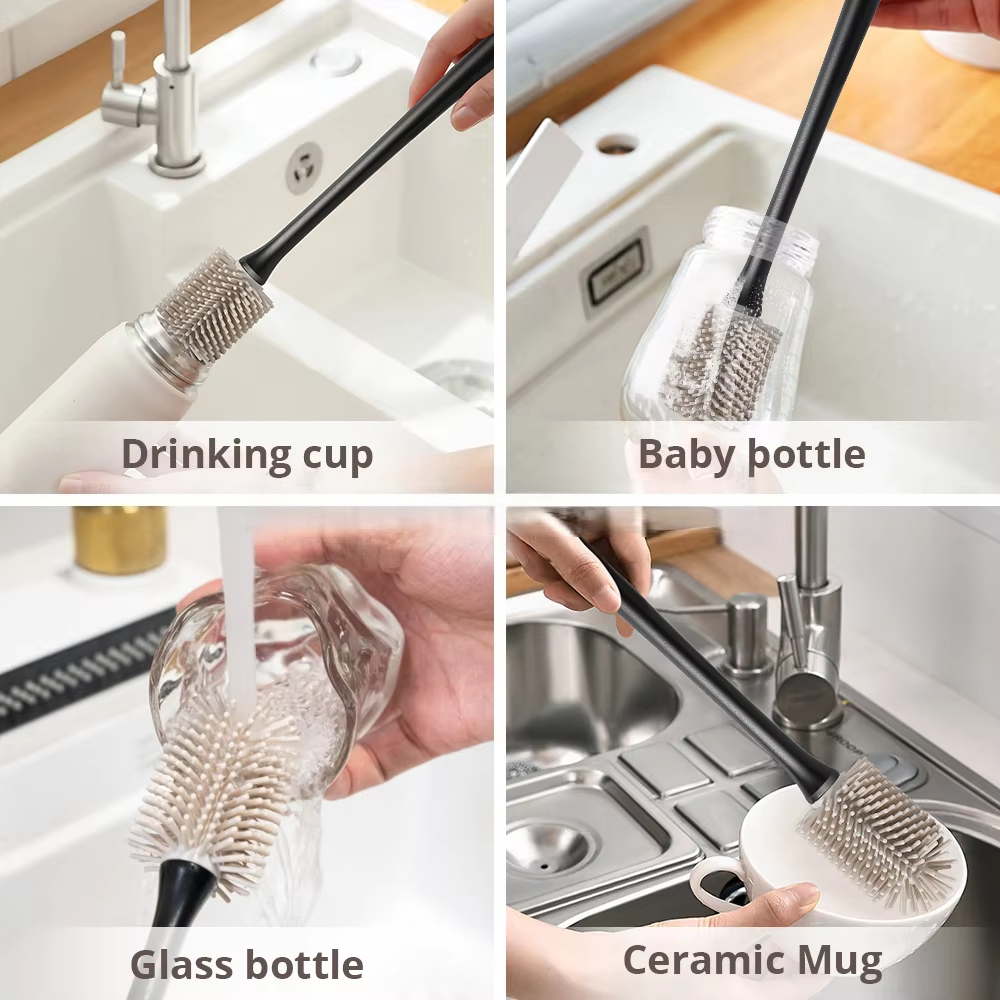 Soft and Durable TPR Silicone Water Bottles Cleaning Brushes Cup Mug Baby Bottle Cleaning Brush