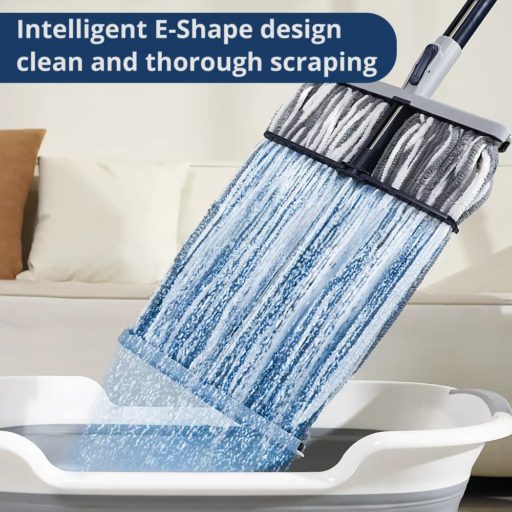 Unique Design E-Shape Design Magic Microfiber Flat Mop Cleaning Floor Squeeze Dust Mop