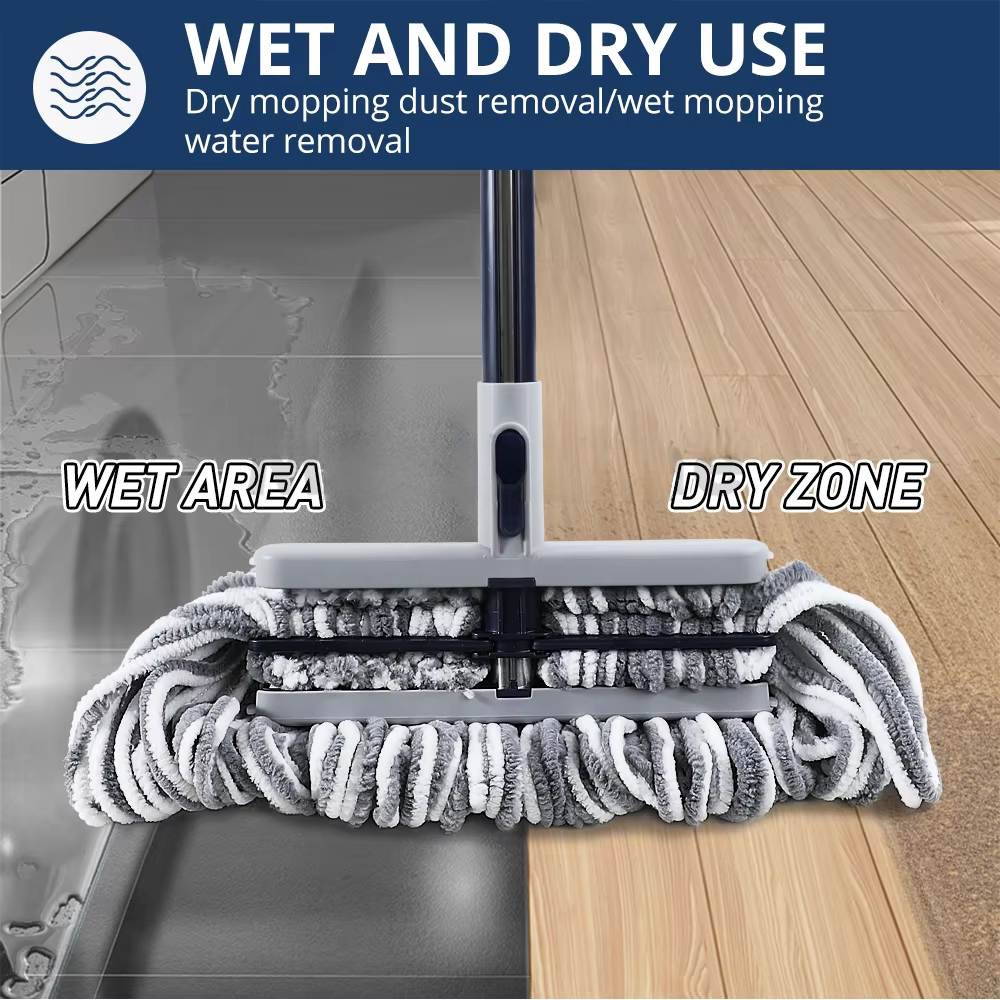 Unique Design E-Shape Design Magic Microfiber Flat Mop Cleaning Floor Squeeze Dust Mop