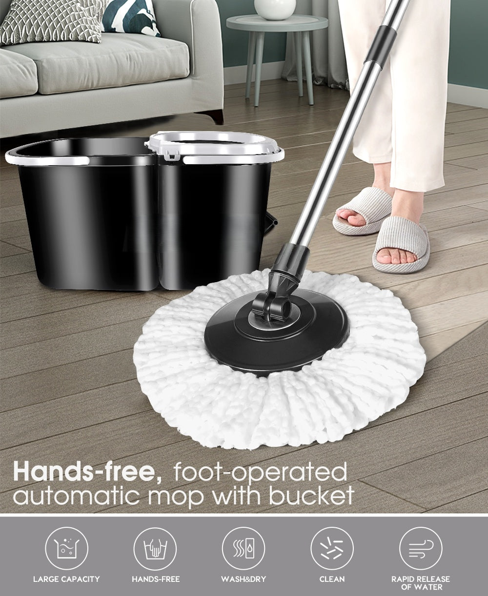 Household Cleaning Tools Chenille Floor Dust Mop With Bucket