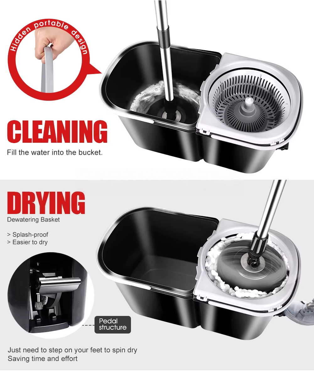 Household Cleaning Tools Chenille Floor Dust Mop With Bucket