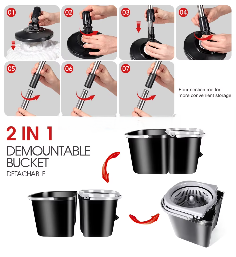 Household Cleaning Tools Chenille Floor Dust Mop With Bucket