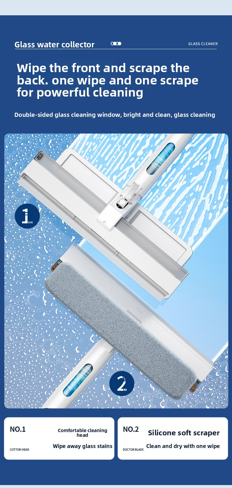 Spray water spray to collect dirty water Double-sided high-rise glass cleaning mop Household lazy window scraping artifact MOP