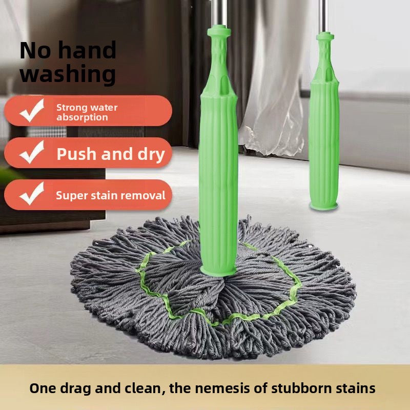 New hand-washing self-screwing rotary mop household second water squeeze large water absorption decontamination dry and wet dual-purpose rotary mop