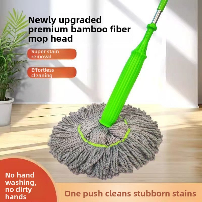 New hand-washing self-screwing rotary mop household second water squeeze large water absorption decontamination dry and wet dual-purpose rotary mop