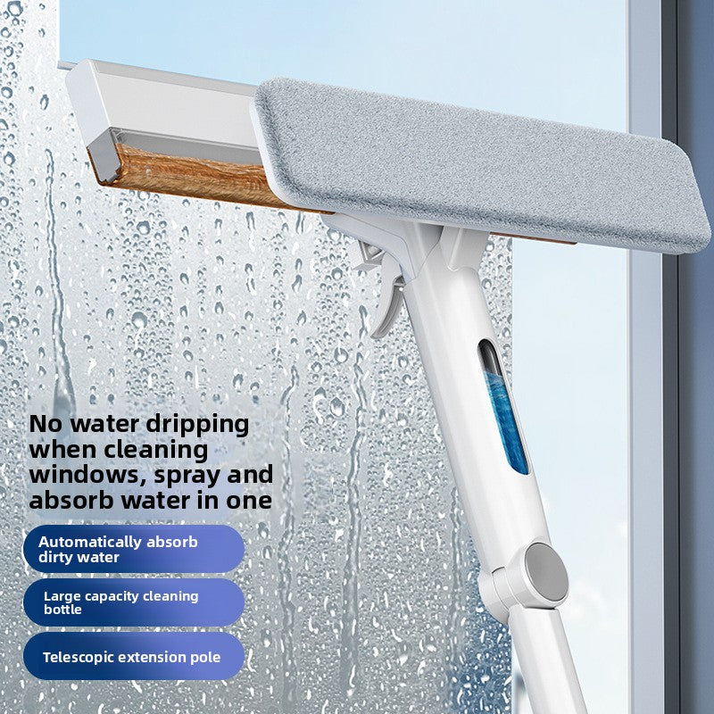 Spray water spray to collect dirty water Double-sided high-rise glass cleaning mop Household lazy window scraping artifact MOP